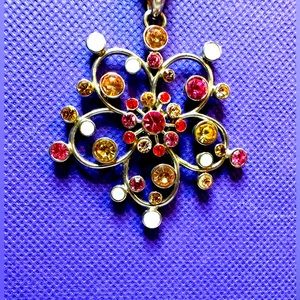 💝Lia Sophia vintage rhinestone multi vibrant color pendant adjustable suede